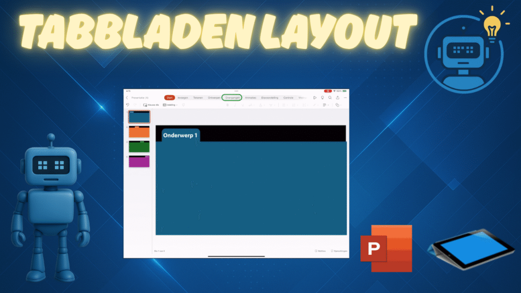 Tabbladen layout PowerPoint op de iPad